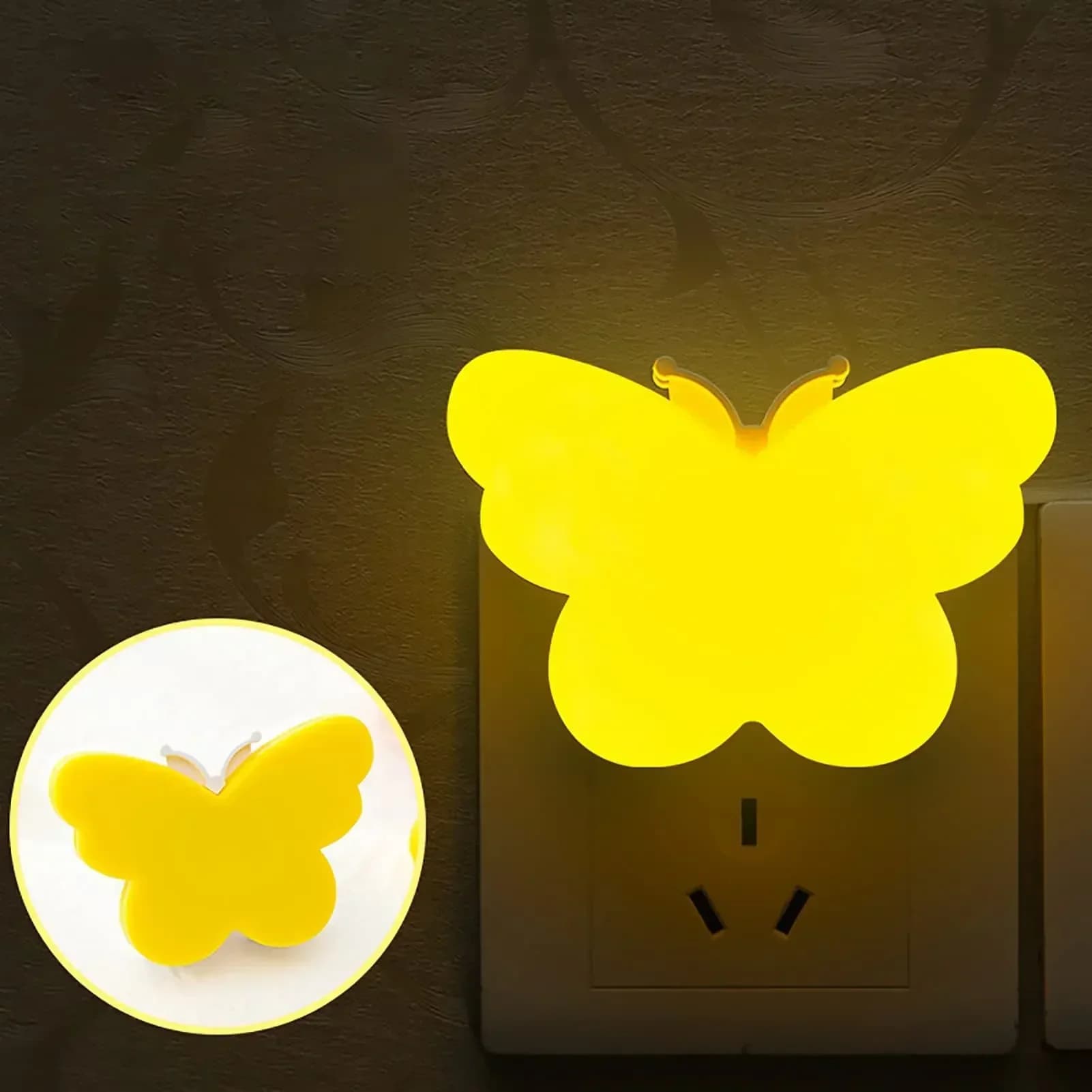 Veilleuse papillon prise américaine dans le mur, capteur intelligent du crépuscule à l'aube, veilleu