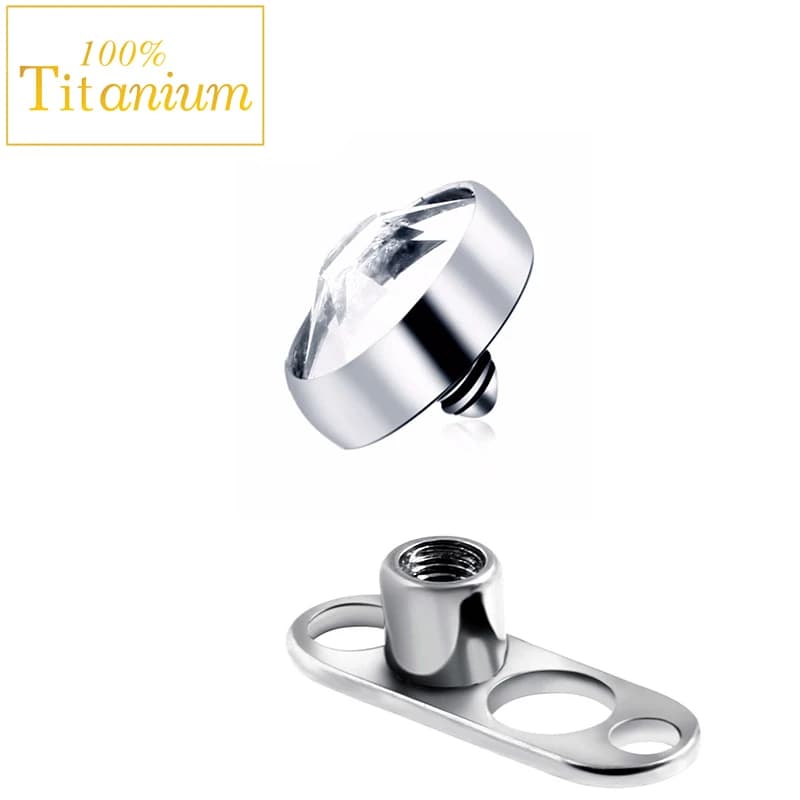 Micro-ancrage dermique en titane G23 pour piercing dermique, à dissimuler sous la peau, avec base et