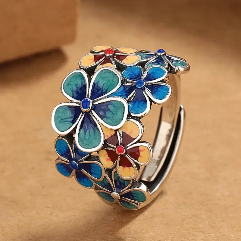 Bague d'index en cloisonné atmosphérique, bague en émail créative pour un usage quotidien, bijoux po