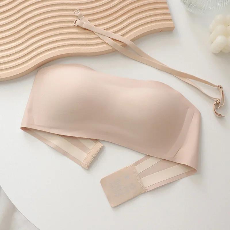 Soutien-gorge sans bretelles pour femmes, sans armatures, invisible, avec coussinets, sans coutures,