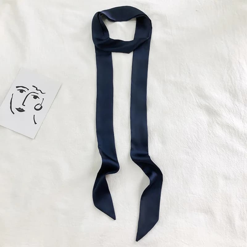 Foulard Long et slim pour femmes, bandeau en Satin soyeux, mignon, couleurs unies, sac à la mode, 5x