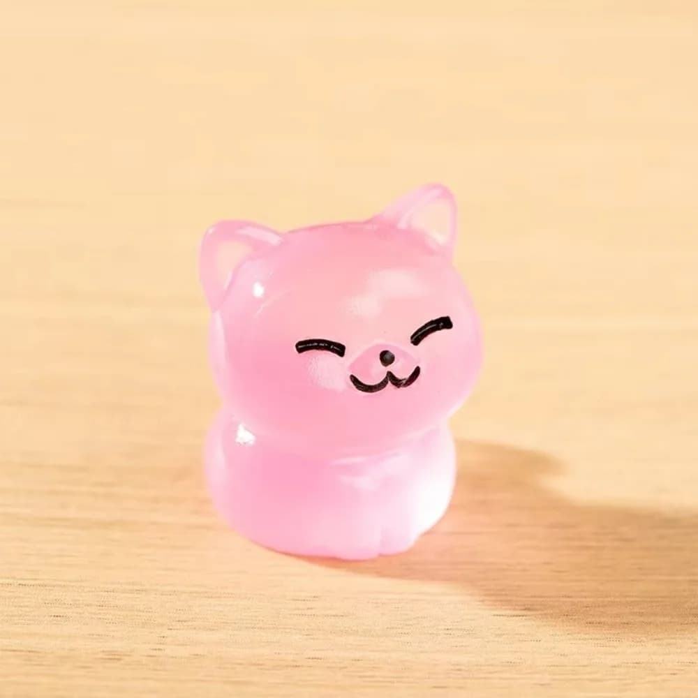Figurines de chat lumineuses en résine, mignonnes, qui brillent la nuit, miniatures, animaux miniatu