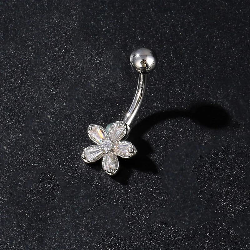 Bijoux pour femmes, anneau de nombril en acier inoxydable, motif papillon et fleur, piercing pour fi