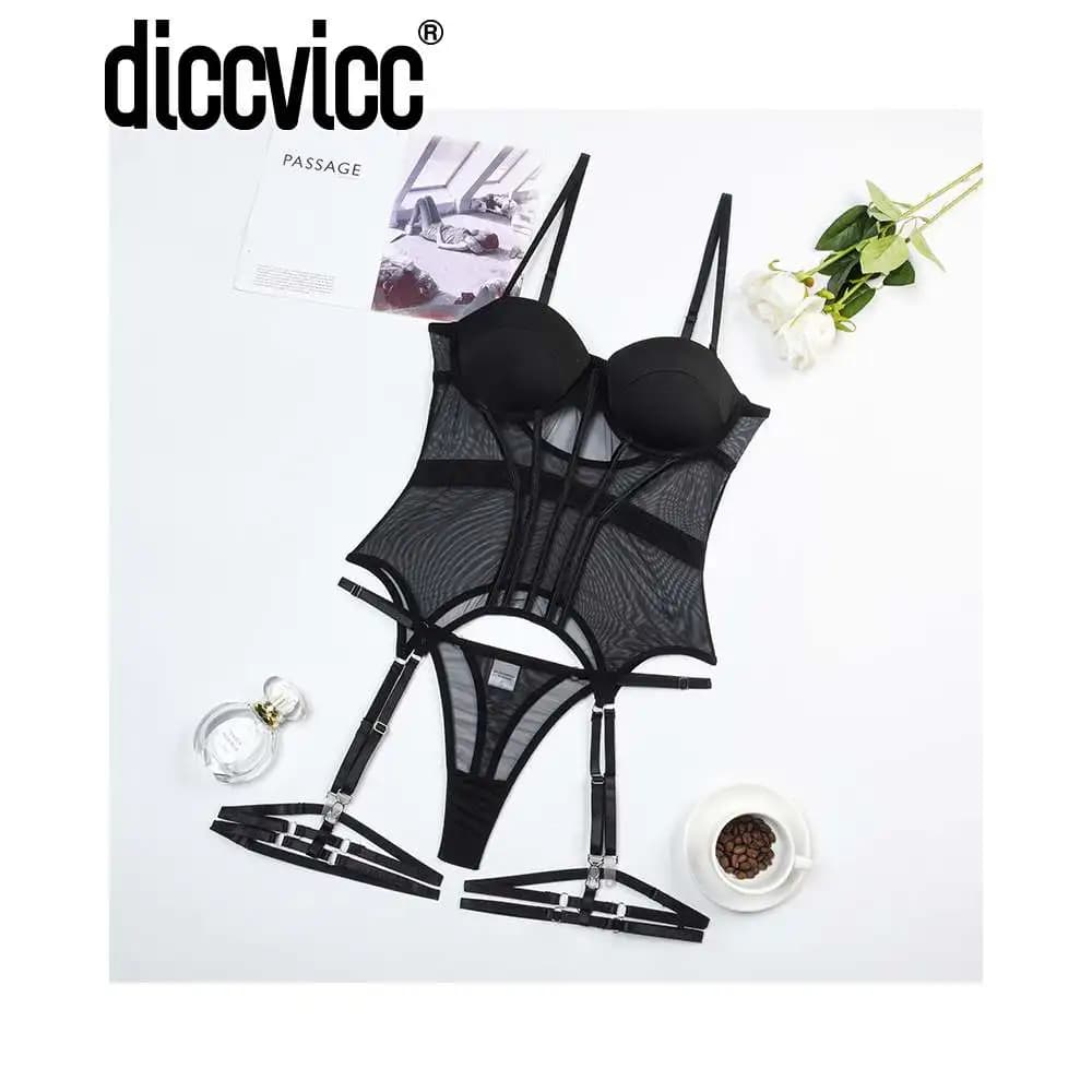 Diccvicc Corset Lingerie dentelle transparente femmes sous-vêtements Sexy non censuré Sissy corps po