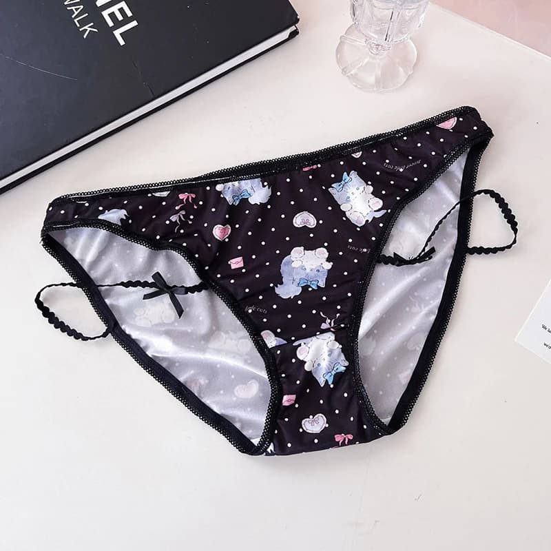 Filles culottes mince Sexy japonais mignon chat femmes slips glace soie dame String sous-vêtements f