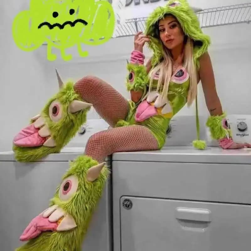 Atmosphère discothèque peculiar NPC Costume pour femmes Halloween Cosplay vert petit monstre Bar Gog