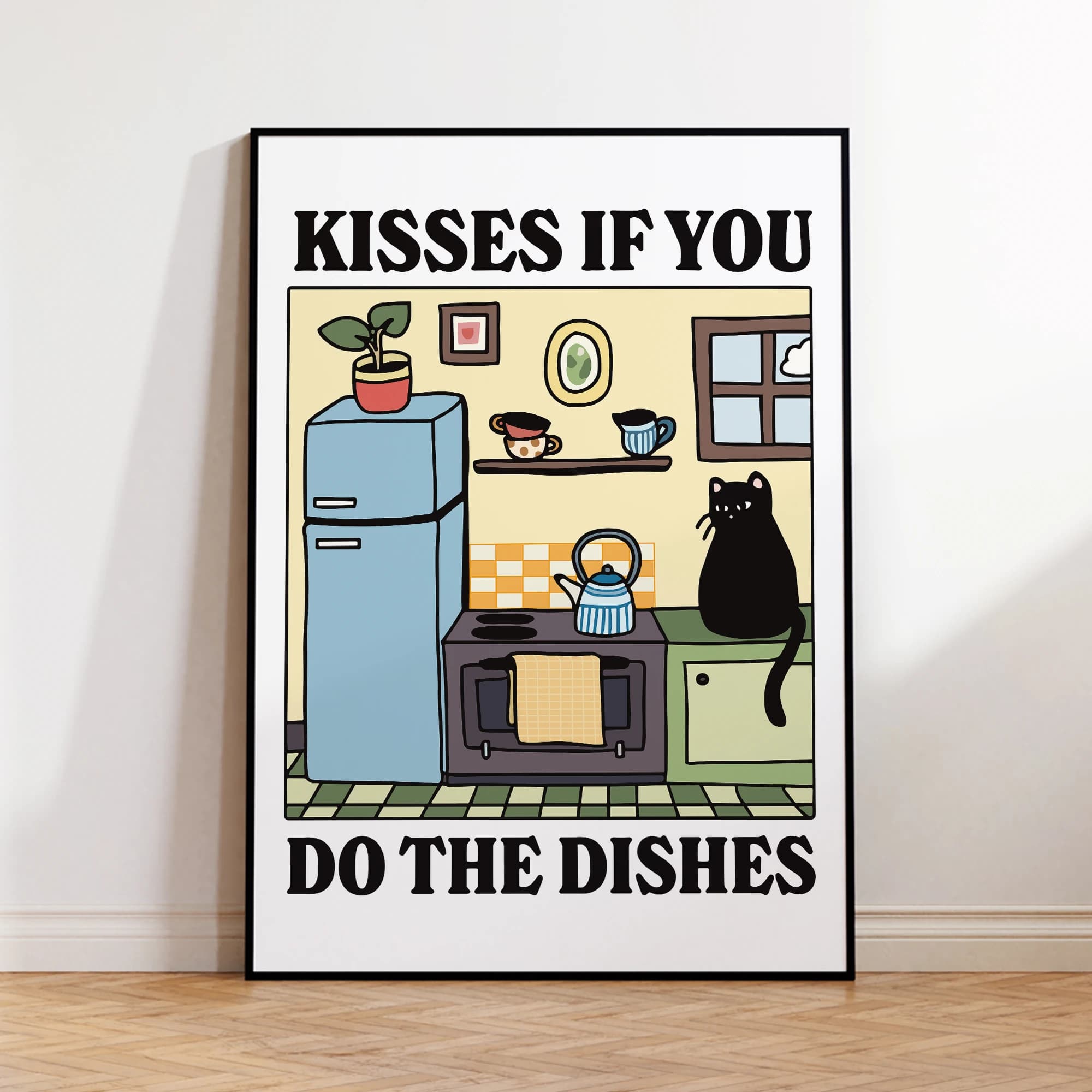 Beisses si vous faire les plats dessin animé chat mur Art imprime toile peinture affiche photo pour 