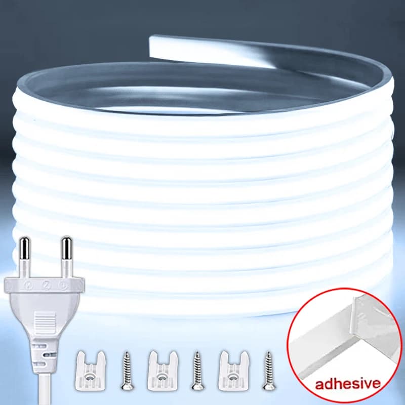 Bande LED COB étanche haute luminosité 220V, avec prise ue, pour chambre à coucher, cuisine, éclaira