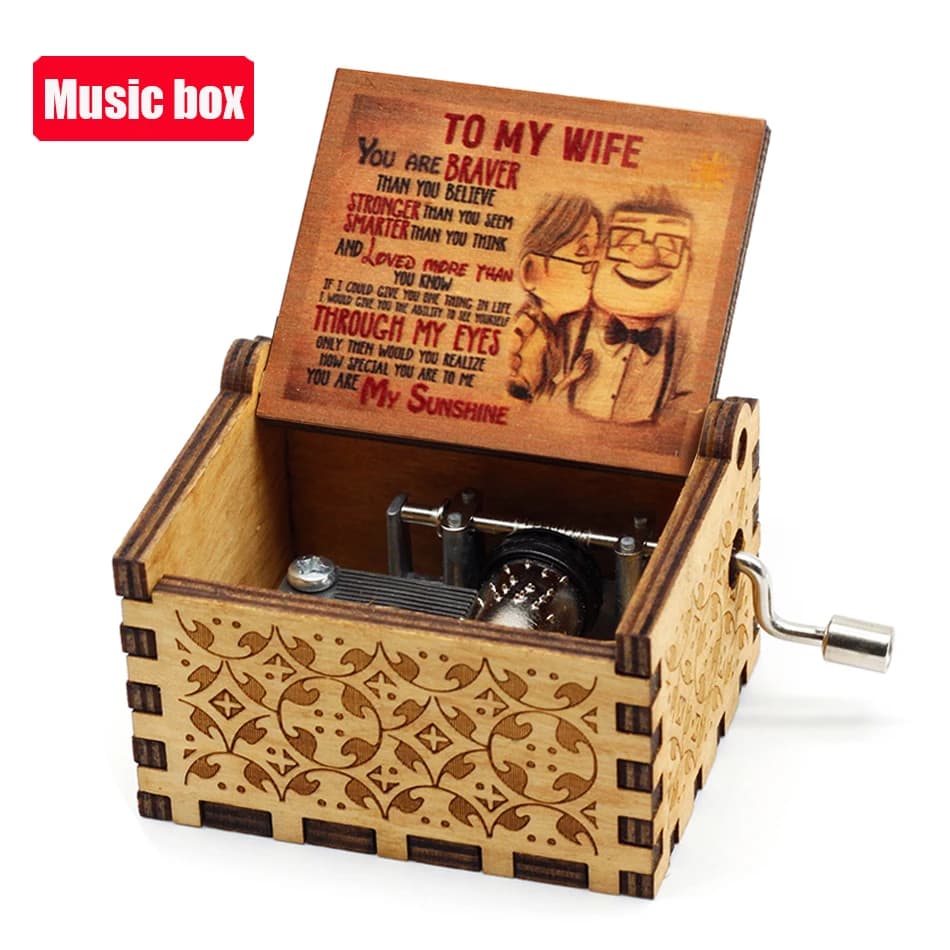 # # # Le cauchemar avant noël boîte à musique en bois manivelle cauchemar avant noël Antique gravé b