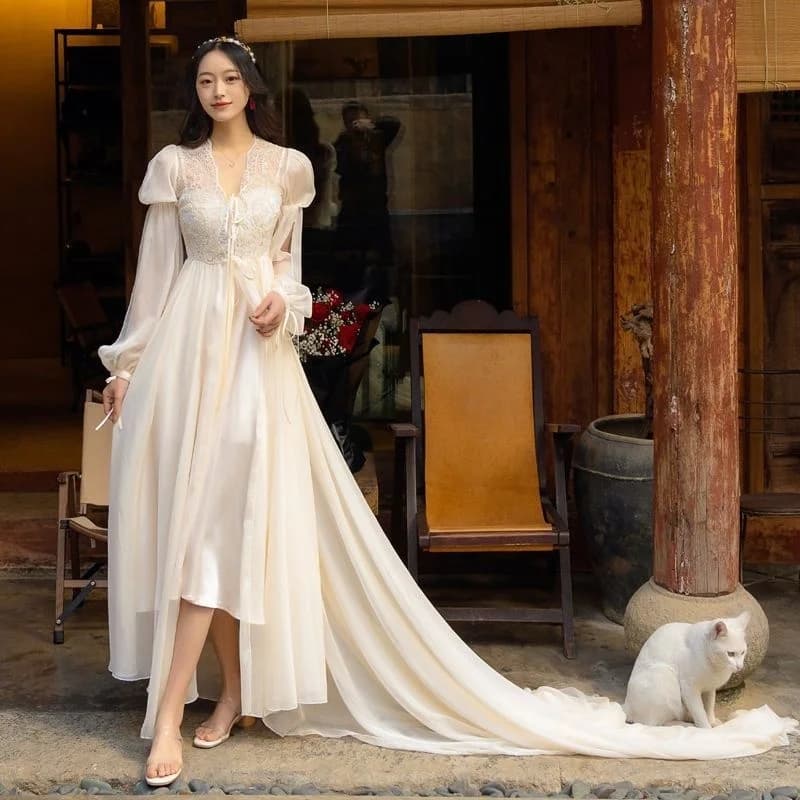 Chemise de nuit en maille de style palais français pour femmes, chemise de nuit sexy, chemise de nui