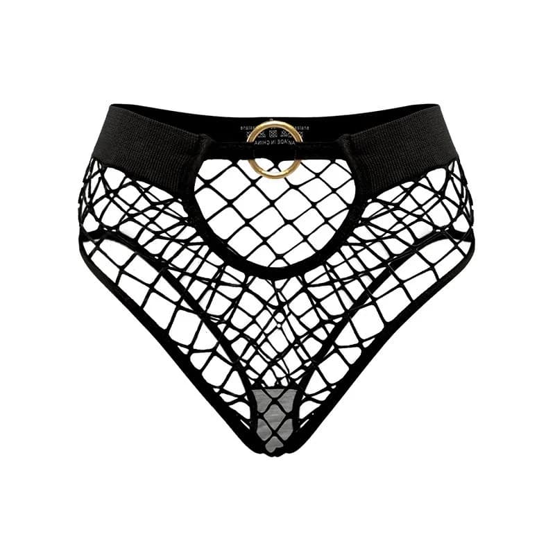 Nouveau Style maille Sexy femmes culottes couleur unie taille mi haute résille Lingerie dames évider