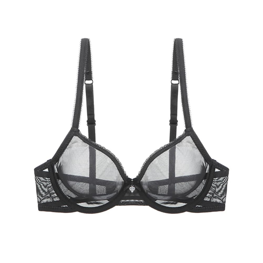 Soutien-gorge transparent entièrement transparent pour femme, style sexy en maille, soutien-gorge en