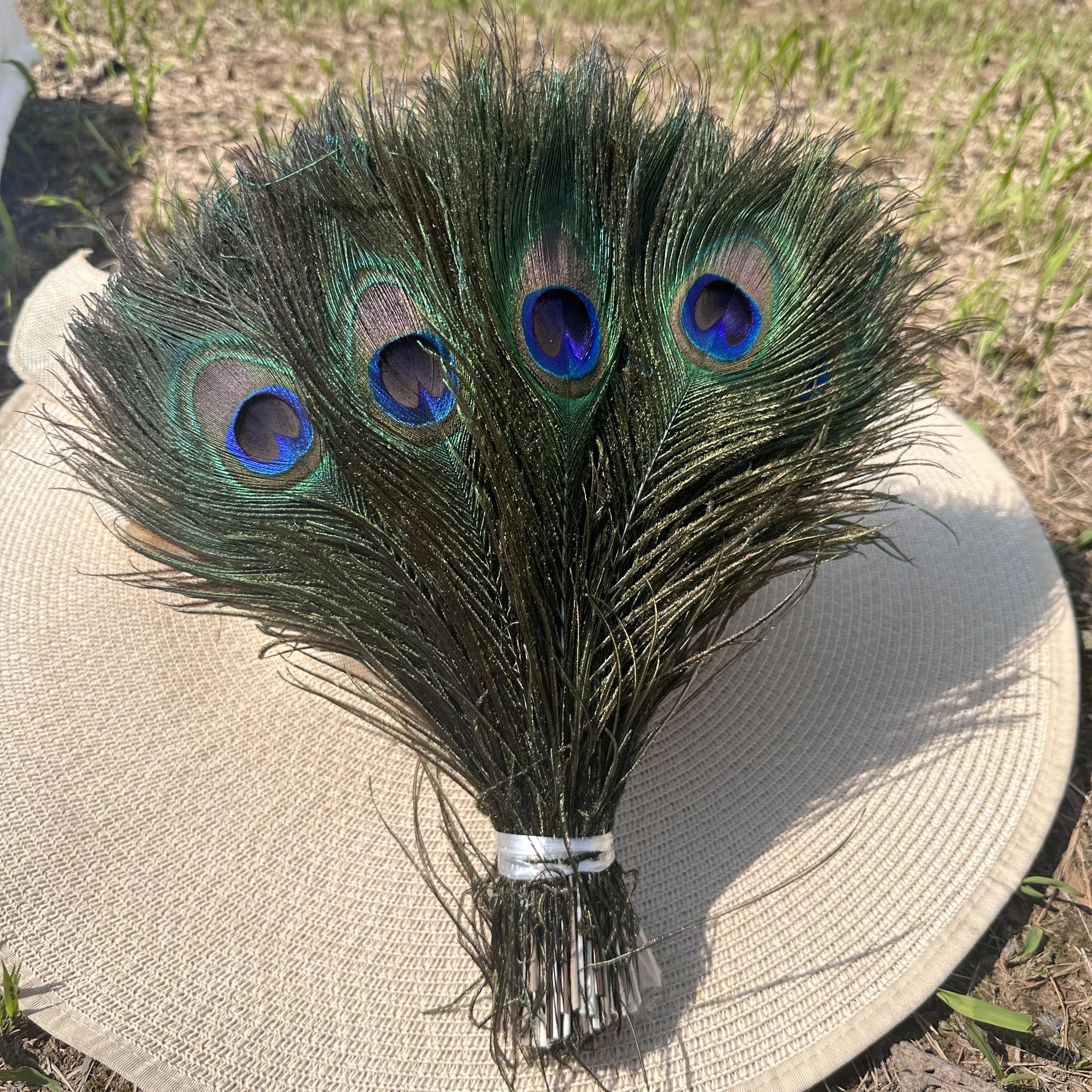 Plumes de paon colorées 25-30cm 50 pièces, grandes plumes naturelles 10-12 pouces pour décoration de