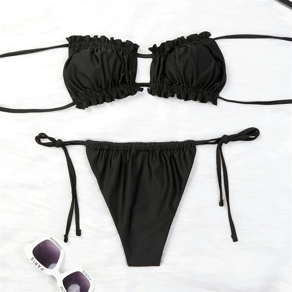 Bikinis froncés Sexy String Maillot De Bain femmes Extrem maillot De Bain Bikini Maillot De Bain ten