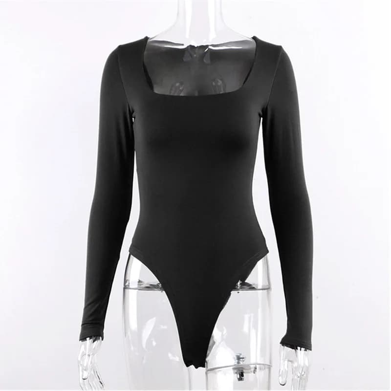 Body à manches longues pour femmes, streetwear, livraison directe, Sexy, moulante, col carré, gaine,