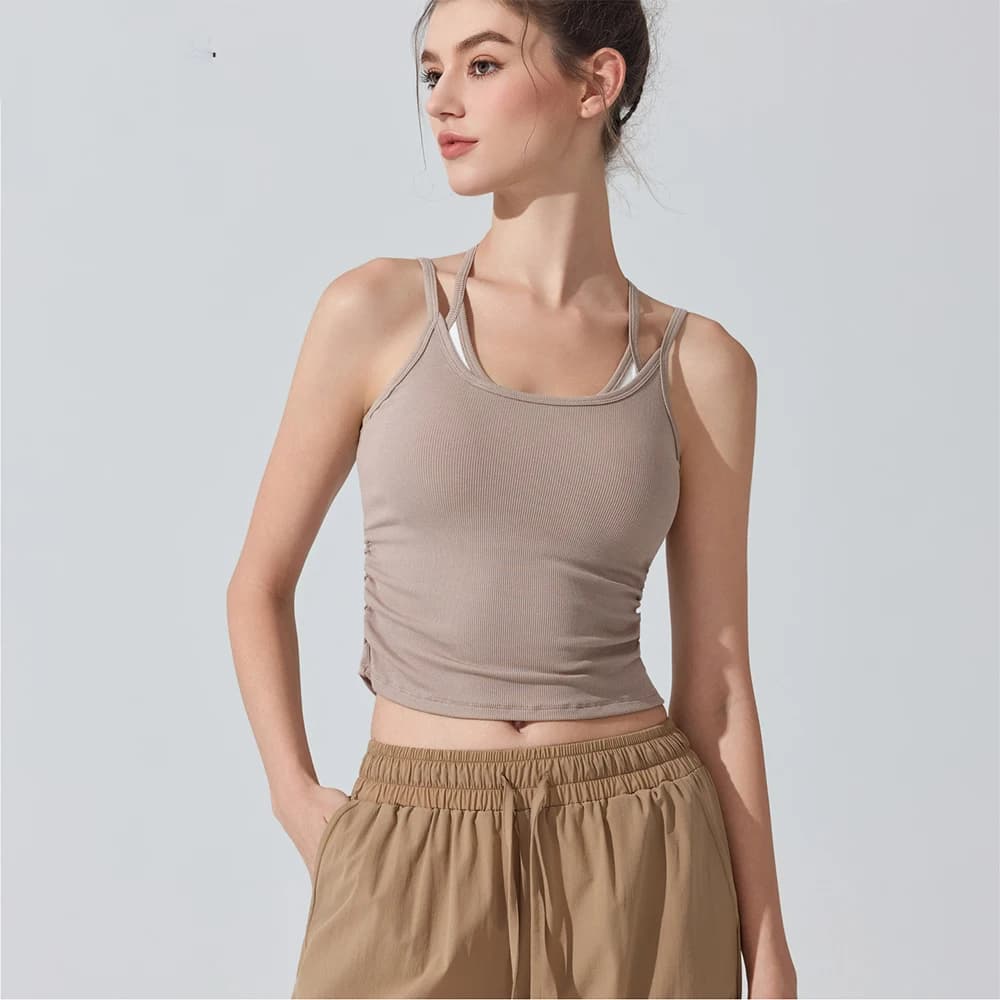 Constracting Soutien-gorge de sport dos nageur pour femme avec coussinets amovibles - Débardeur d'en