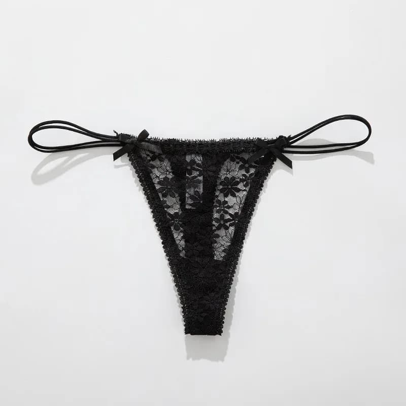 Culottes en dentelle à nœud sexy, lingerie féminine, sous-vêtements unis pour le quotidien et la mai