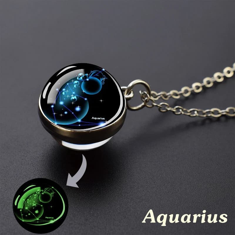 Collier pendentif signe du zodiaque, boule de verre Shoous, Constellation, bijoux pour couples, cade