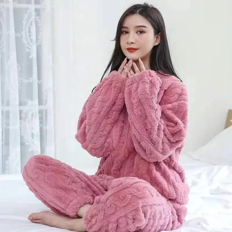 Pyjama chaud Jacquard en velours corail, polaire épaisse d'automne et d'hiver, ensemble de pyjama ch