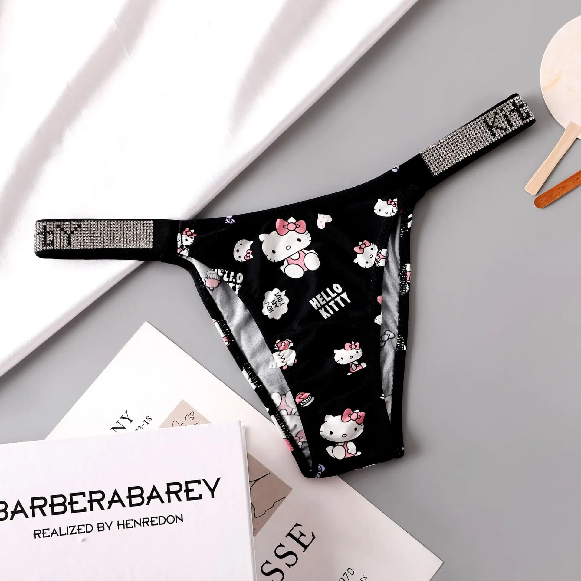 Culottes Hello Kitty sexy, string taille basse pour femme, sous-vêtements mignons de dessin animé Ka