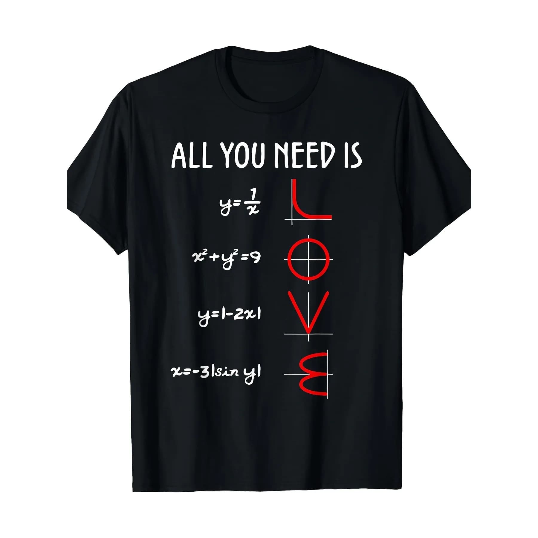 T-shirt décontracté à manches courtes avec imprimé équation mathématique romantique « LOVE » pour ho