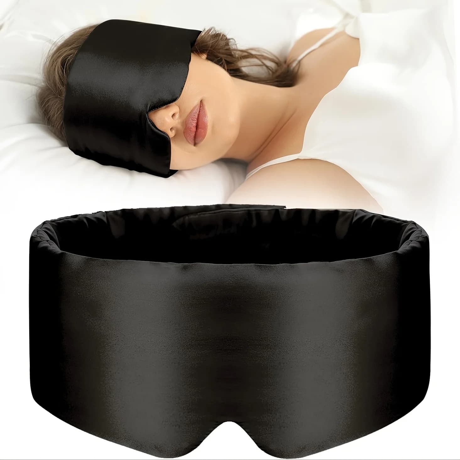 Masque de sommeil en soie pour une couverture complète des yeux, réglable, respirant et respectueux 