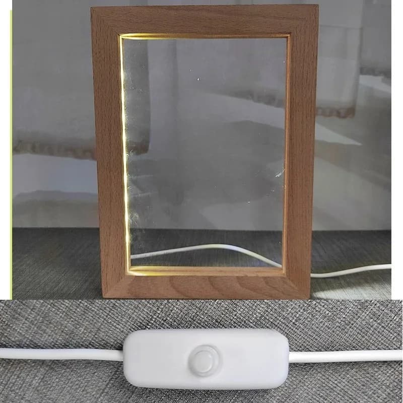 Cadre Photo en bois, lampe de luminosité, décor créatif, cadre Photo en bois avec veilleuse LED, cad