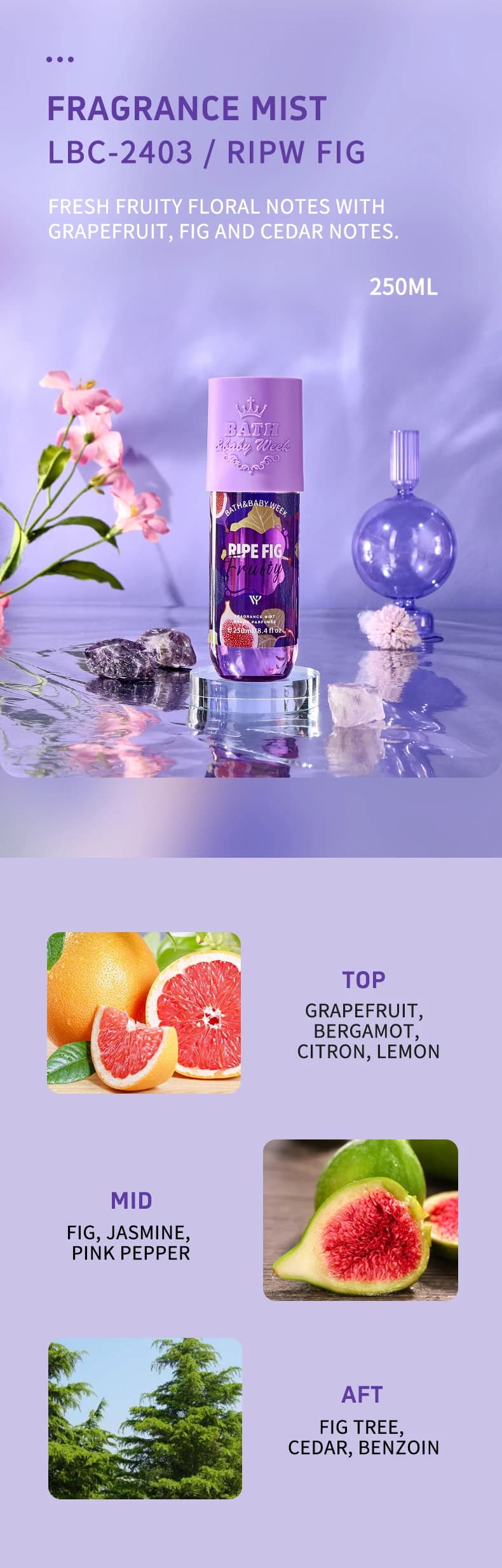 BRume de parfum corporel BATH & BABY WASH, d'une grande capacité de 250 ml, divers parfums fruités p