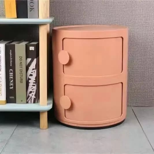 Table de chevet ronde avec tiroirs, armoire de rangement en plastique, Table de chevet pour chambre 