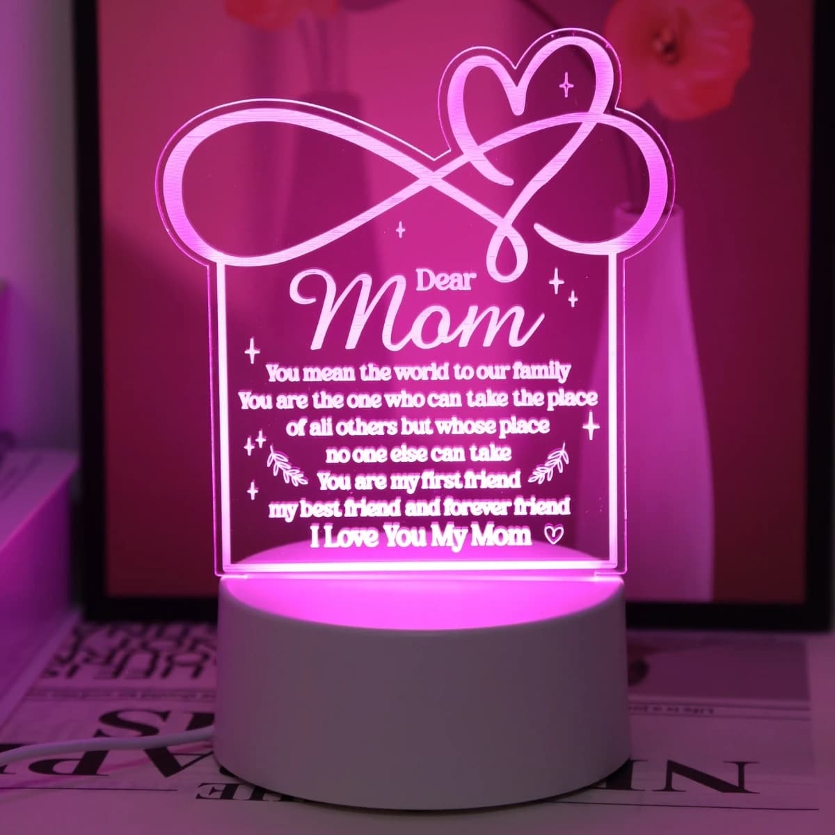 Love Spinal Night Light, alimenté par USB, cadeau idéal pour les mères les jours HT, Noël, fête des 