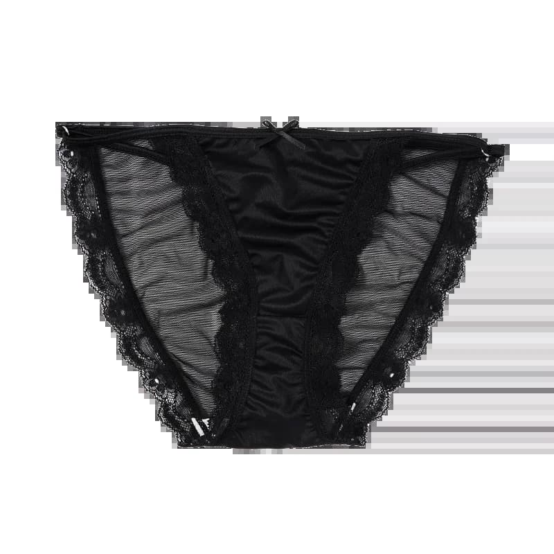 Culotte Ultra-mince français Vintage Satin maille dentelle culotte blanche femme dentelle maille sli