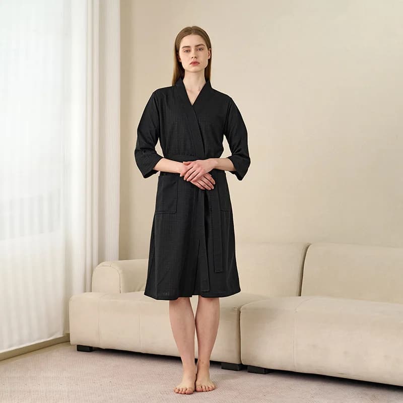Peignoir de couple personnalisé brodé avec noms et logo, vêtements d'intérieur, peignoir en tissu ga
