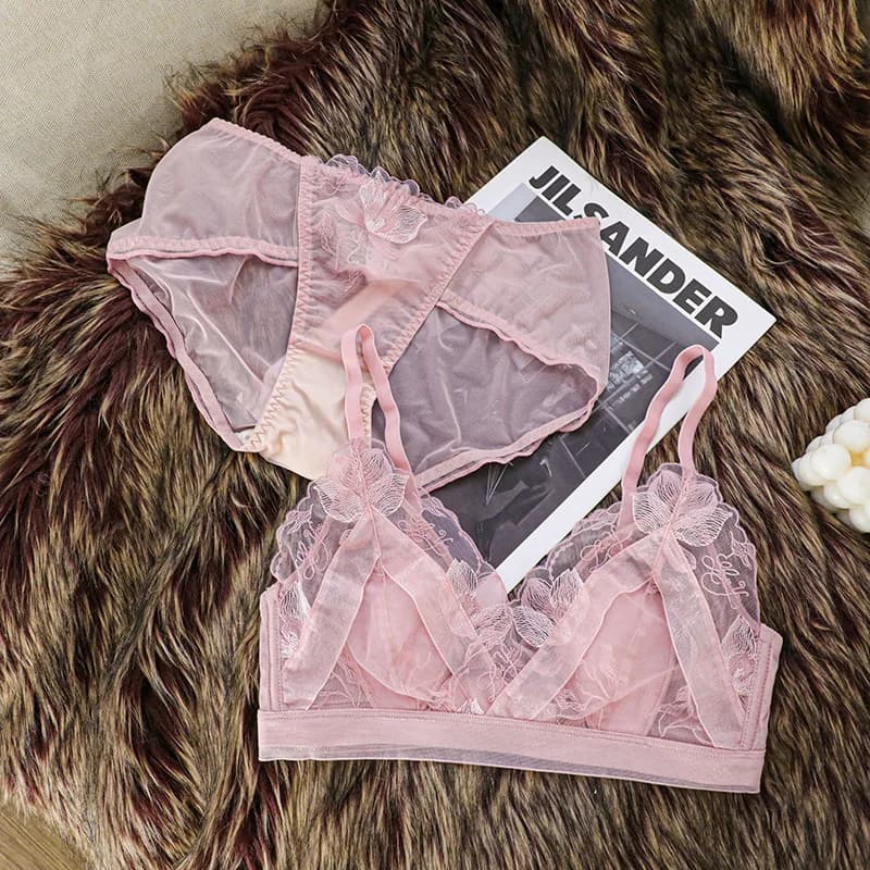 Ensemble de soutien-gorge français sexy pour femme, sous-vêtements doux pour fille sans anneau en ac