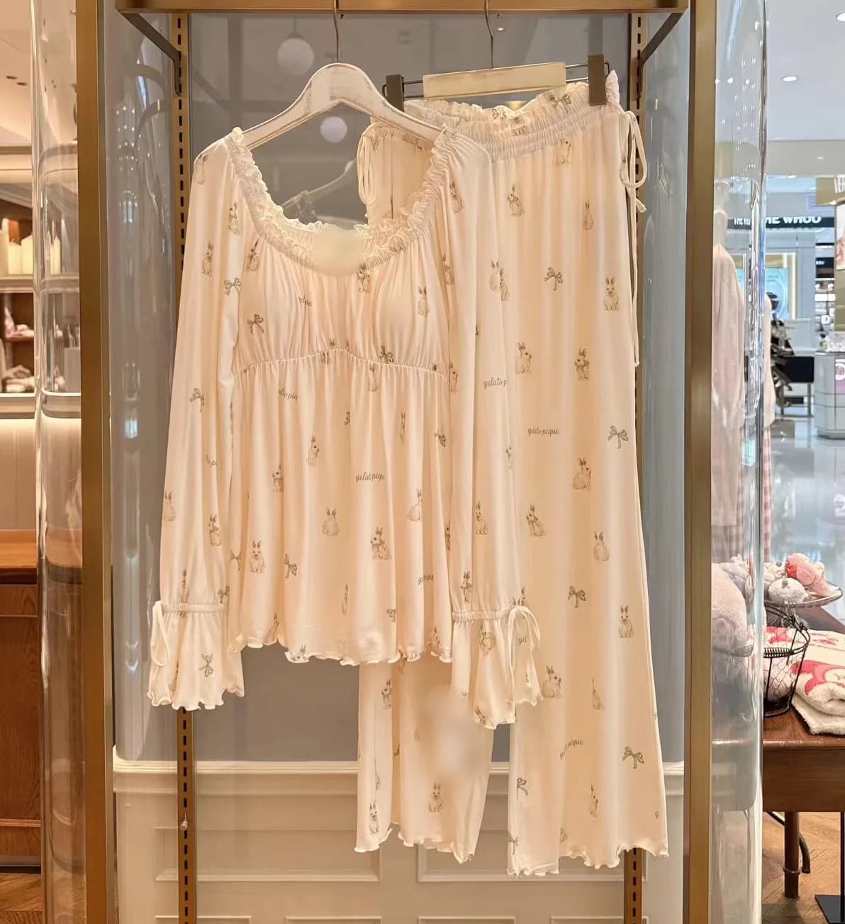 Pyjama Gelato Pique Gerpique GP pour femme, sans étiquette, à manches longues et pantalon, motif crè