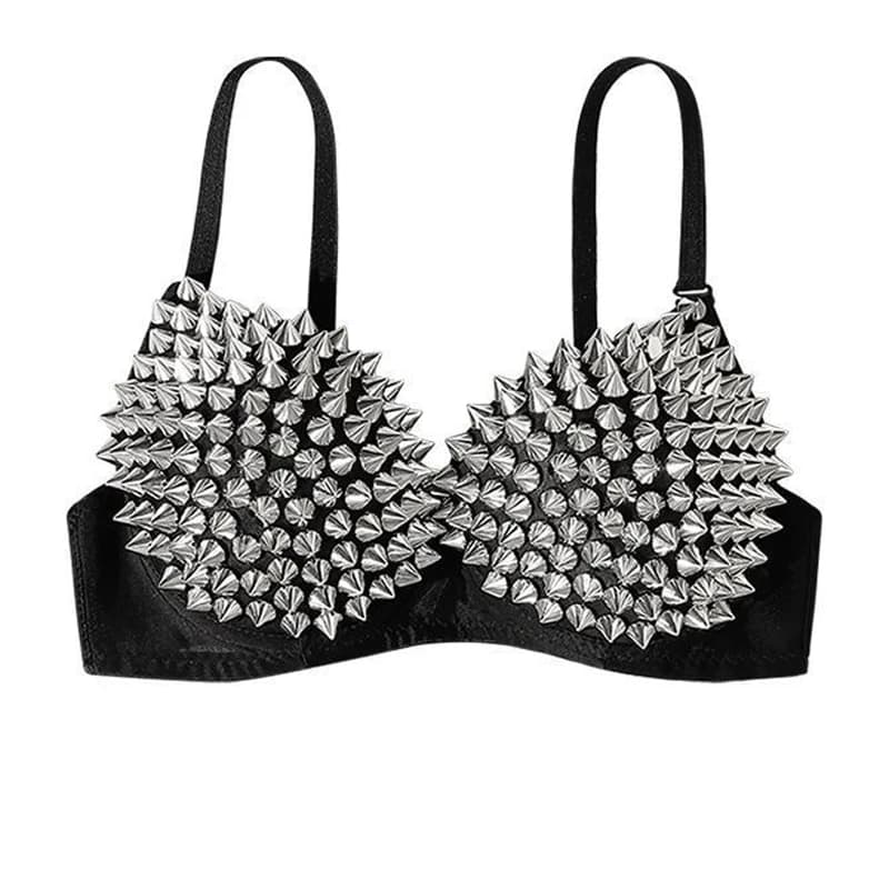 Soutien-gorge push-up à pointes style punk gothique, soutien-gorge à rivets heavy metal pour femme, 