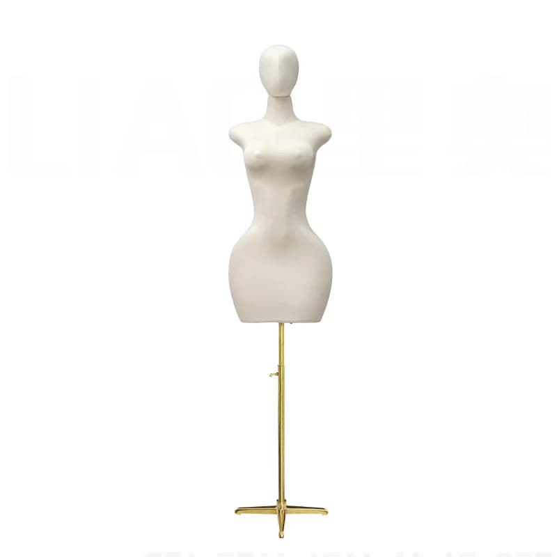 Mannequin de couture femme demi-corps, courbes généreuses, fessier prononcé, pour présentation de vê