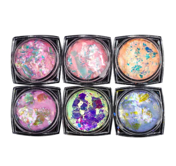Paillettes pour ongles effet caméléon 6 couleurs, paillettes opales transparentes effet aurore, pail