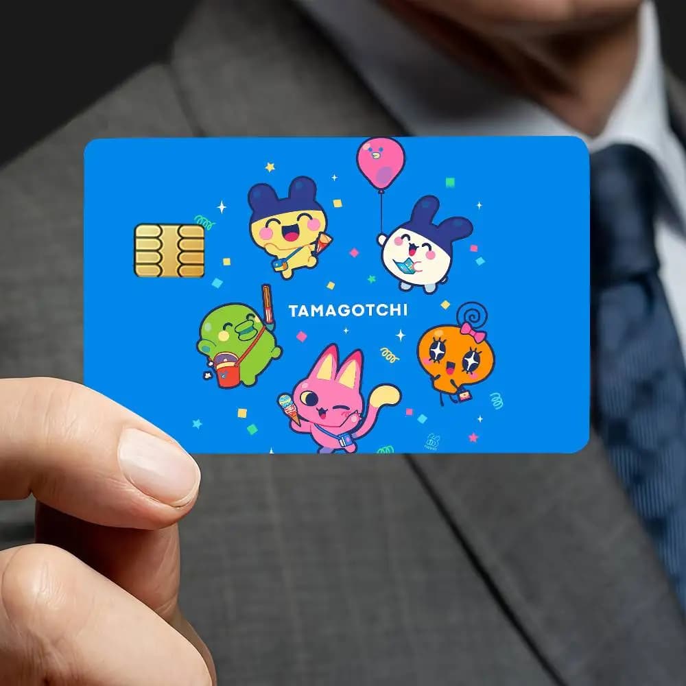 Autocollants décoratifs pour cartes de crédit T-TamaGotchi, dessin animé mignon, adaptés aux cartes 
