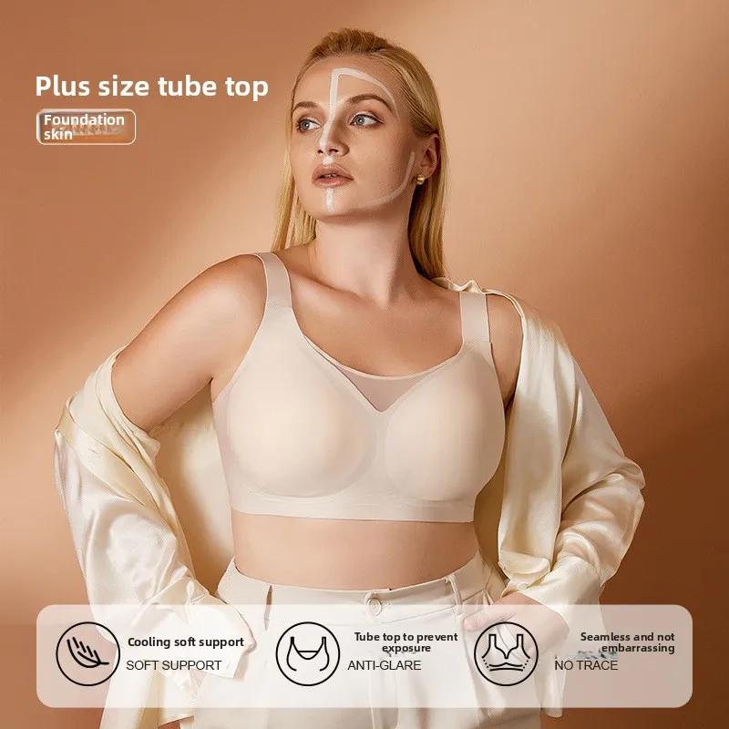 Soutien-gorge sans couture grande taille pour femme, anti-affaissement, avec support en gel, sans ar