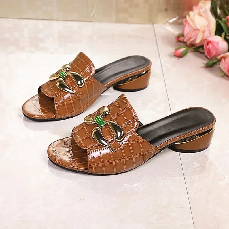 Été 2025 – Sandales à talon chaîne confortables et tendance, grande taille, style bouche de poisson,