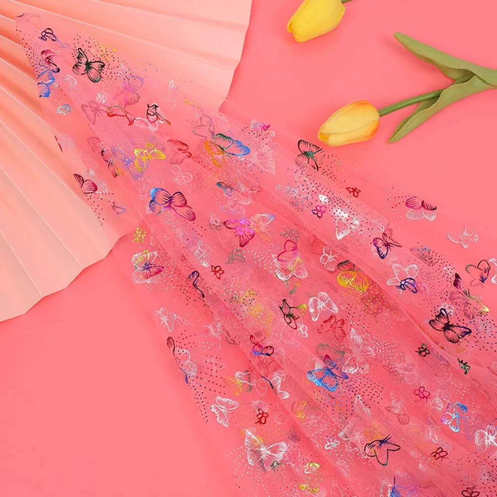 Tissu en Tulle brodé papillon arc-en-ciel, 59x39 pouces, dentelle pour robes de mariée, Costume de s