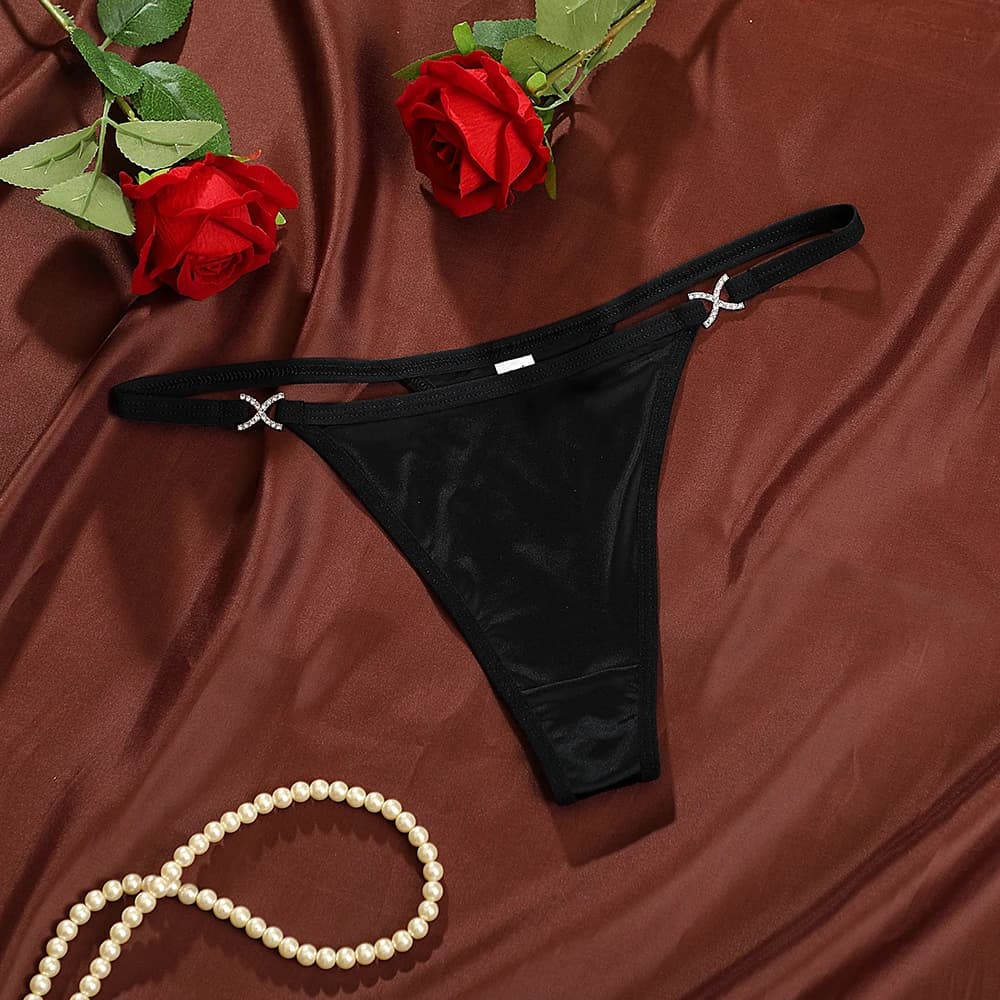 SexyLingerie Lingerie femme sous-vêtements sans couture Satin strass string respectueux de la peau r