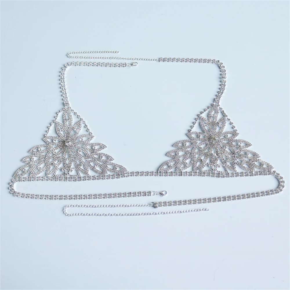 Chaîne de soutien-gorge en cristal pour femmes, bijoux de corps, design floral sexy, parfait pour le