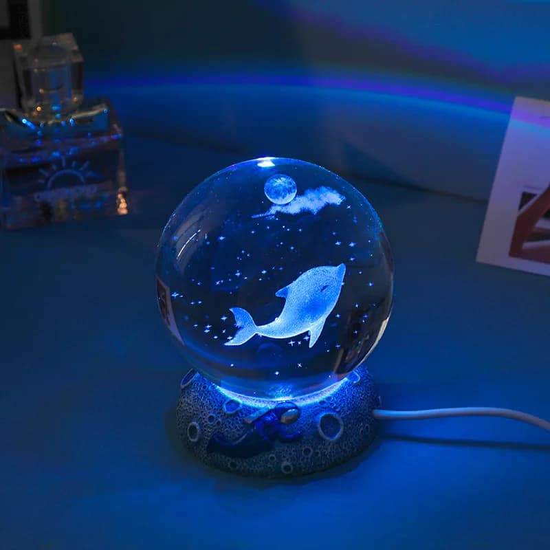 Nouvelle boule de cristal lumineuse, ornement de nuit, base en résine lumineuse, ornement artisanal