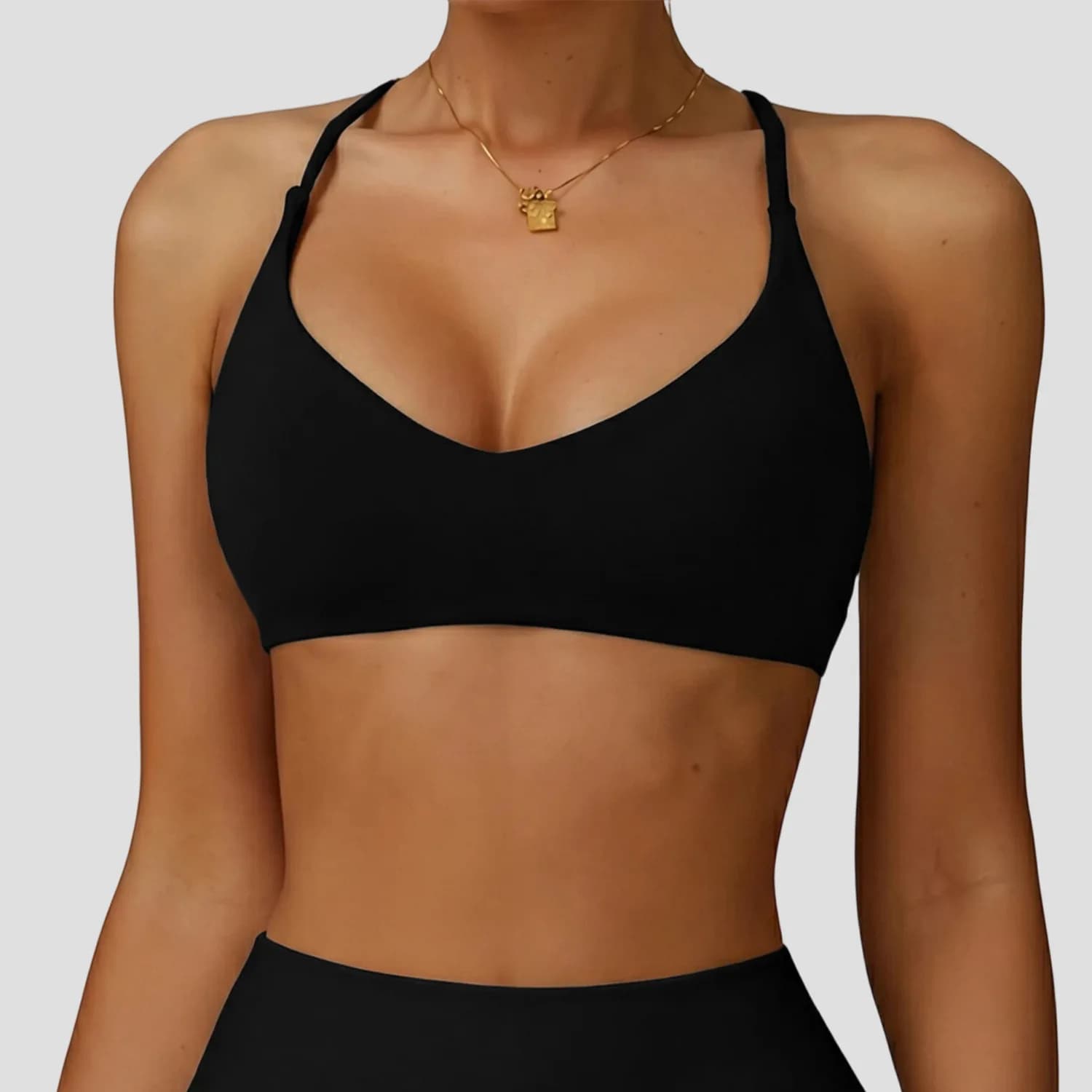 Soutien-gorge de sport à maintien élevé pour femme, sous-vêtement de gym push-up, dos croisé, crop t