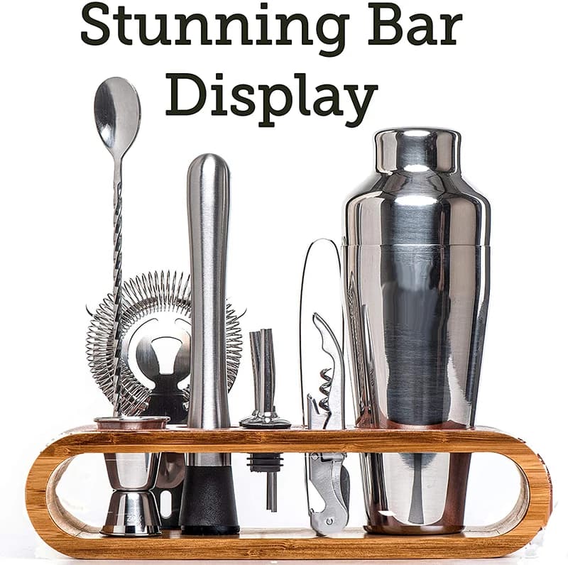 Kit de bar à cocktail avec support en bambou, ensemble d'outils de bar, réologie, 10 pièces
