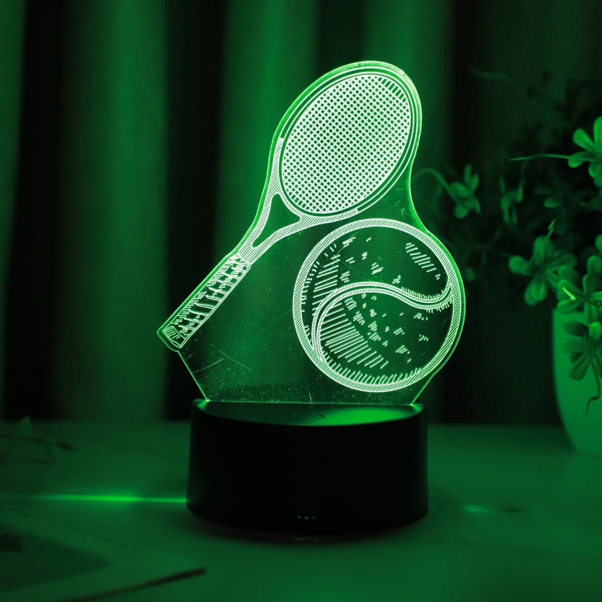 Veilleuse 3D de Tennis nouveauté, lumière d'ambiance créative pour décoration de chambre à coucher,