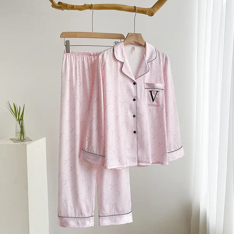 Pyjama imprimé léopard imbibé pour femme, vêtements de nuit à manches longues, chemise et pantalon d