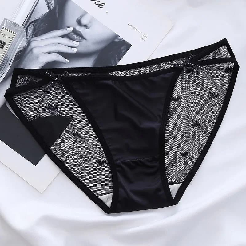 Culotte transparente en maille "Coussins" pour femme, slip à double nœud papillon, sous-vêtement dou