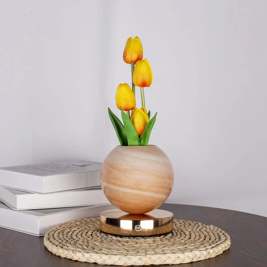 Nouvelle lampe en forme de tulipe, lumière de nuit à 3 couleurs à intensité réglable par toucher, dé